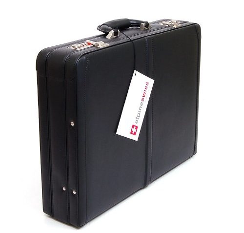 alpine swiss expandable leather suitcase